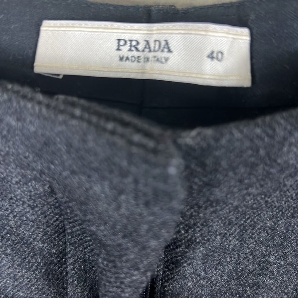Prada Wool Flared Trousers Womens 10 Black Seamed Hem Quiet Luxury Career Work - Picture 5 of 6